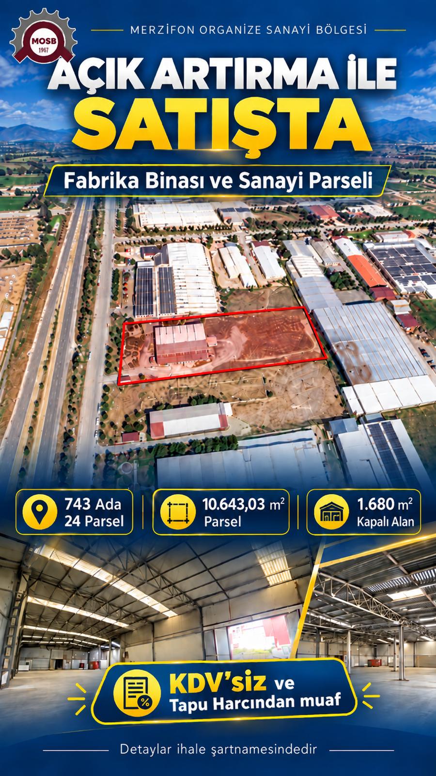 Merzifon OSB Açık Artırma ile Gayrimenkul Satış İlanı
